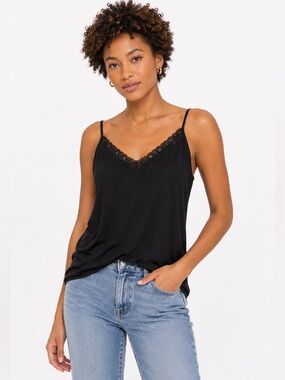 NWOT Variations Black Lace Trim Camisole | Size Small | Never Worn